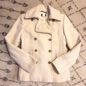 J.CREW Cream Double Breasted Wool Pea Coat XS